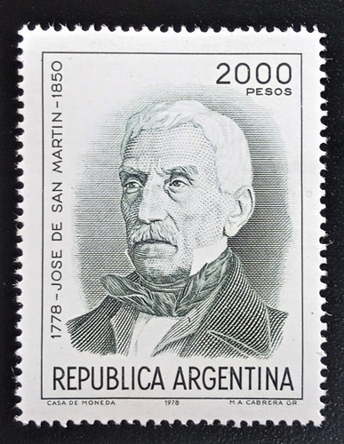 Argentina, Sello Gj 1796 Aa S Martín 2000p 1978 Mint L17147