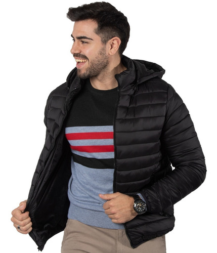 Imagen 4 de 6 de Campera Hombre Inflable Con Piel Importado Talles Especiales