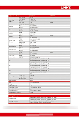 Carga Electronica Programable Dc 150v/30a 150w, Uni-t Utl85