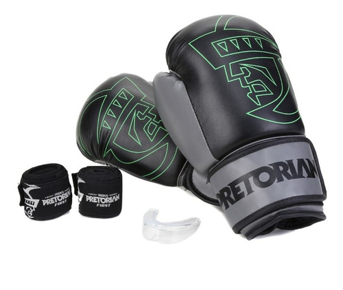  Luva Kit Boxe/muay Thai Pretorian Preto/cinza 12 Oz