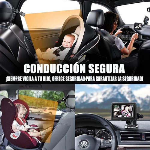 Cámara Coche Bebé Asiento Trasero 1080p Con Visión Nocturna