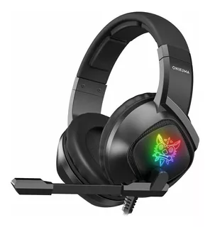 Audífonos gamer Onikuma K19 negro con luz rgb LED