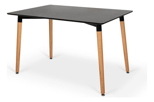 Mesa De Jantar Eiffel Preta 120x80cm Com 4 Cadeiras Roma Cor Preto