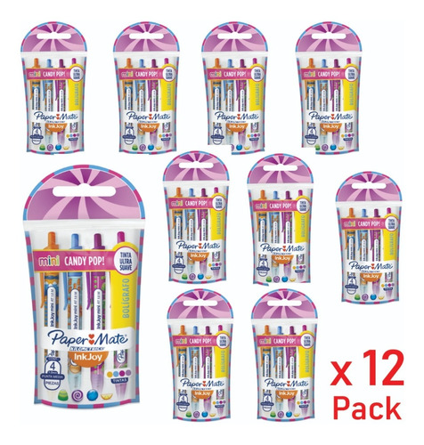 12 Packs De 4 Boligrafos Color Paper Mate Candy Pop Mini 