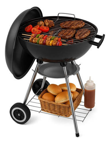 Parrilla Portátil De Carbón De 18 Pulgadas Con Ruedas