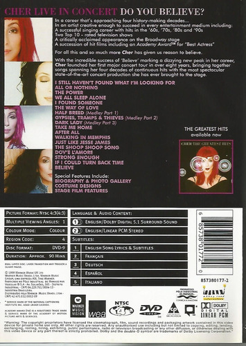 Dvd - Cher - Live In Concert - 1999 (Usado)
