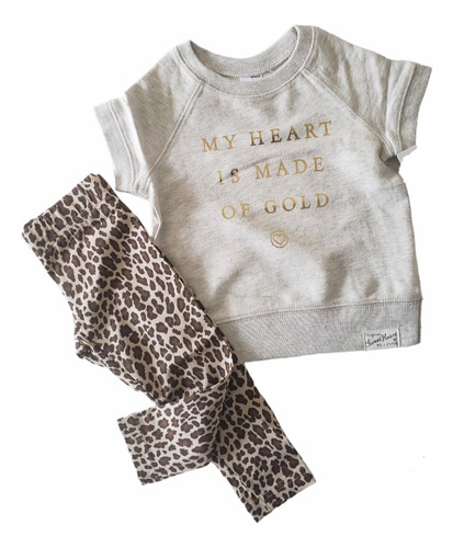 Conjunto Nena Carters Leggings Print Blusa Gris 