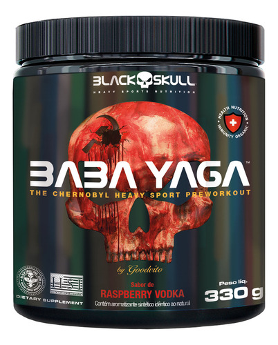 Pré Treino Baba Yaga 330g Black Skull Sabor Raspberry Vodka