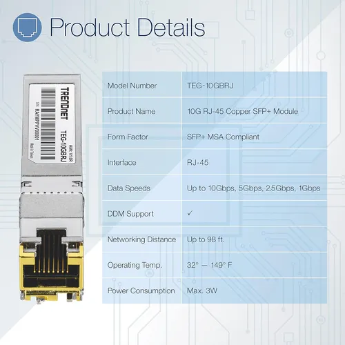 Módulo Sfp+ De Cobre Rj-45 10g De Trendnet, Convierte Un...