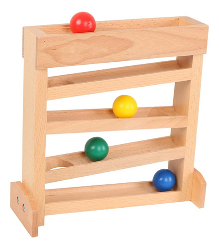 Rampa De Bola De Madera Racer Con 4 Bolas Mini De Laberinto