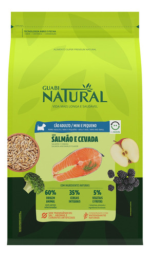 Alimento Natural Super Premium para cão adulto de raça mini e pequena sabor salmão e cevada em sacola de 10.1kg