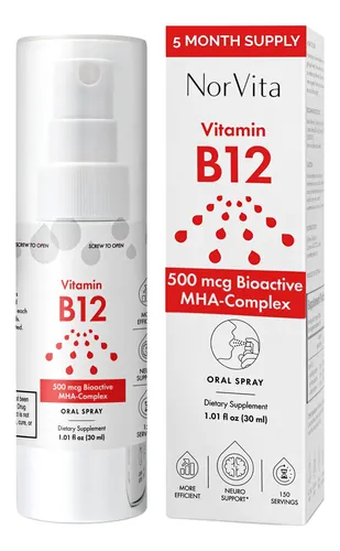 Spray De Vitamina B12 Norvita 500 Mcg Con Complejo Mha, 150