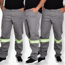 Comprar Kit 3 Calça De Uniforme Brim Pesado - Com Faixa Refletiva