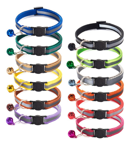 12 Collar De Luz Reflectante Para Perros Pequeños Y Gatos