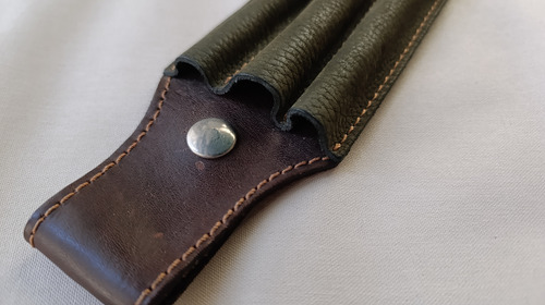 Estuche 3 Portalapiceras Cuero Vacuno Y Carpincho, Cinturón (Usado)