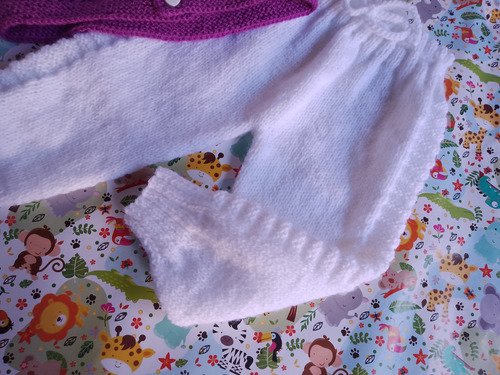 Conjunto Bebé Tejido Talle 2 Violeta Y Blanco Violeta Y Blanco 3-6 M