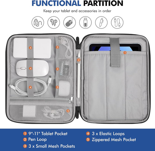 Funda Protectora Para Tablet De 11 Pulgadas Negro Con Cierre