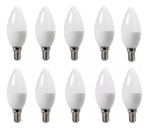 Pack 10 Ampolleta Led Vela 2w E14 Luz Calida Empavonada