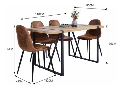 Imagen 8 de 8 de Juego De Comedor Vex 4 Personas Marrón