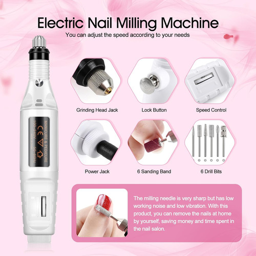 Kit De Uñas Acrílico Con Lámpara De Uñas De Perforación -pow