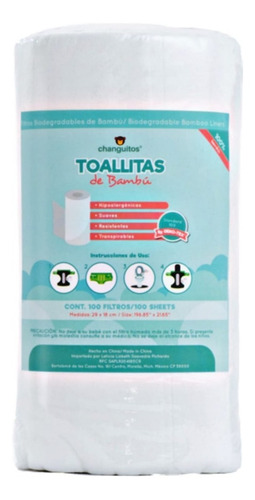 5 Rollos De Toallitas De Bambú 100 Hojas Pañal Ecológico