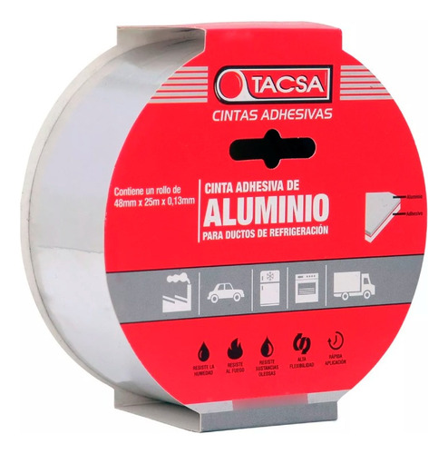 Cinta Adhesiva De Aluminio Tacsa 48mm X 25m 