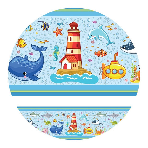 Faixa Decorativa De Parede Infantil Fundo Do Mar 15cmx3m