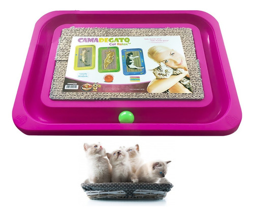 Arranhador Gatos E Bolinha Brinquedo Cat Relax M Furacão Pet Cor Rosa