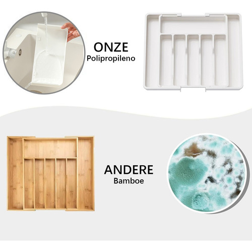 8 Compartimentos Bandeja Extensible Para Cajone De Cocina Blanco