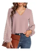 Comprar . Blouse Mujer Verano Color Liso Cuello V Manga Larga