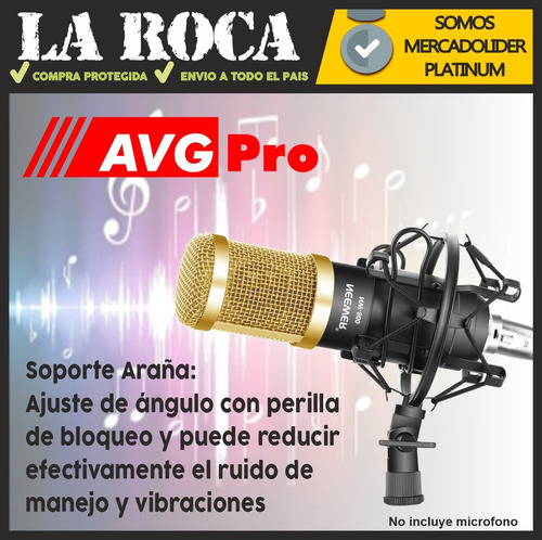 Imagen 4 de 10 de Soporte Araña Para Microfono Condenser Shockmount La Roca