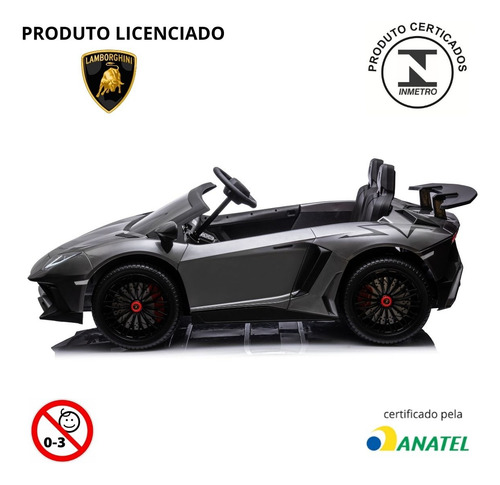 Carrinho Eletrico Lamborghini Aventador Suporta 100kg Prata