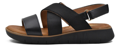 Sandalia Andrea Original Negra Tiras Ajustables Velcro Mujer