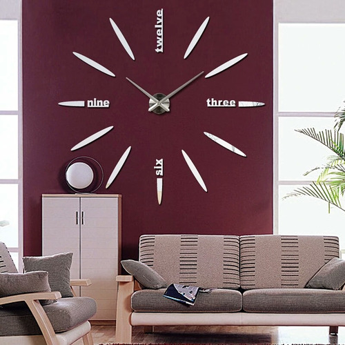 Reloj Pared Cocina Living Mega Plata Negro Menage Bazar