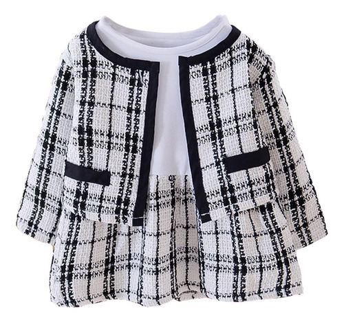 Conjunto De Falda A Cuadros A La Moda Para Niñas, Chaqueta Y