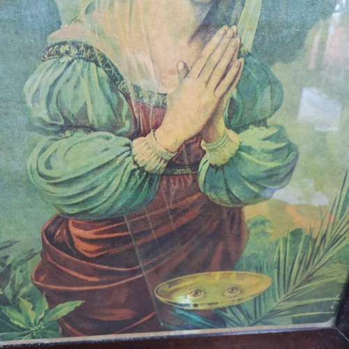 Imagem 3 de 7 de Santa Luzia Quadro Gravura Antigo Anos 60