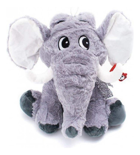 Peluche Elefante Con Moño Suave Relleno 35 Cm Rex Color Gris