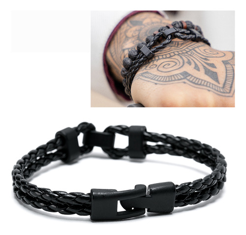 Pulsera De Cuero Negro Para Hombre, Moda Juvenil 2019