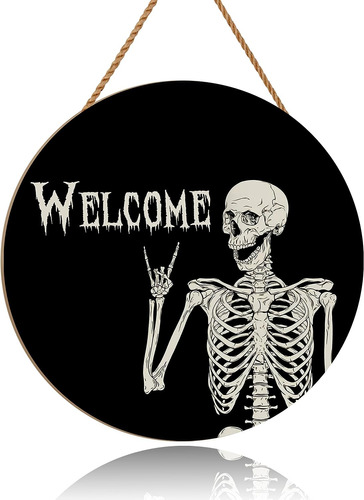 Colgante De Puerta Atmopsk, Calavera  Welcome , Halloween