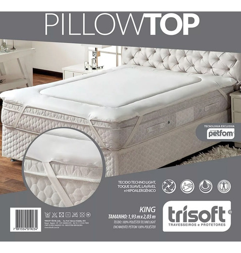Pillow Top Protetor Colchão Casal King Size 1,93 X 2,03 X 40
