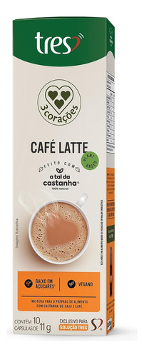 Cápsula 3 Corações bebida vegetal café latte A Tal da Castanha 10 unidades