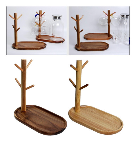 Estante Para Tazas De Madera, 2 Uds., Organizador De Cocina