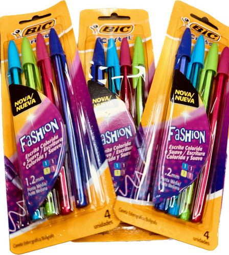 Boligrafo Bic Cristal Fashion Blister X 4 Colores