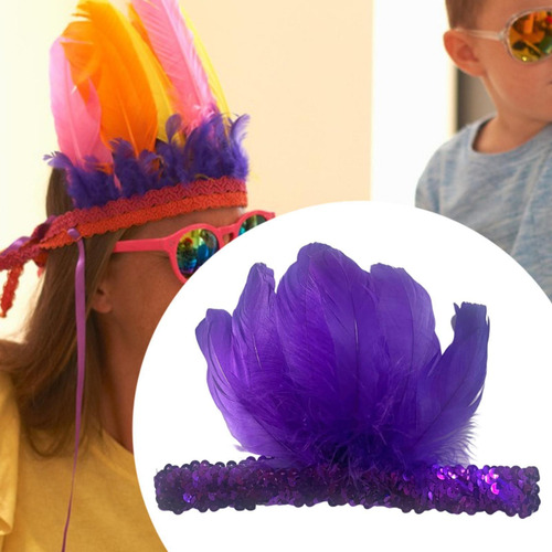 Diadema De Plumas De Plumas Para Disfraz Carnaval Púrpura