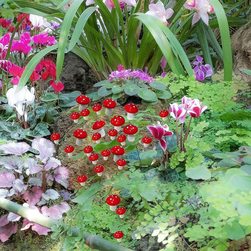 10 Estacas De Jardín Con Forma De Hongo, Estatua En