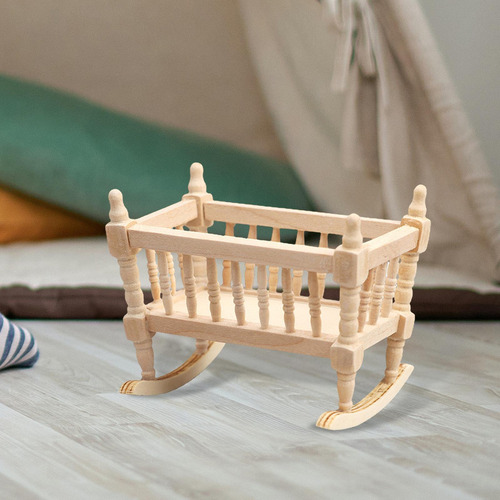 Cuna De Madera Para Muñecas, 1/12 Dormitorio, Juego De