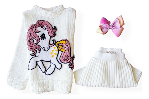 Tricô Infantil Menina Médio Pony 6 Ao 10 - Off-white