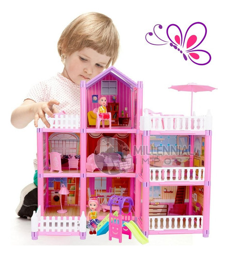 Casa De Muñecas Con 7 Habitaciones 3 Niveles Juego Infantil