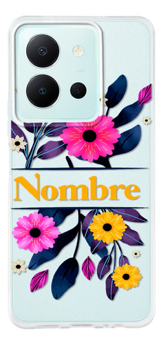 Funda Para Vivo Antigolpes Flores Personalizada Con Nombre