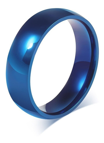 Anillo Argolla Circular Azul Titanio Acero Inoxidable Hombre